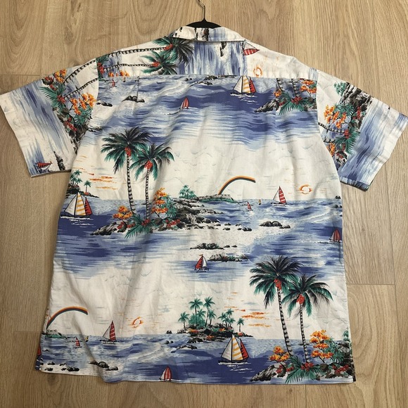 Kai‎ Nani Shirt Mens Extra Large Blue Floral Hawaiian Aloha Vintage Hawaii USA - Picture 5 of 6